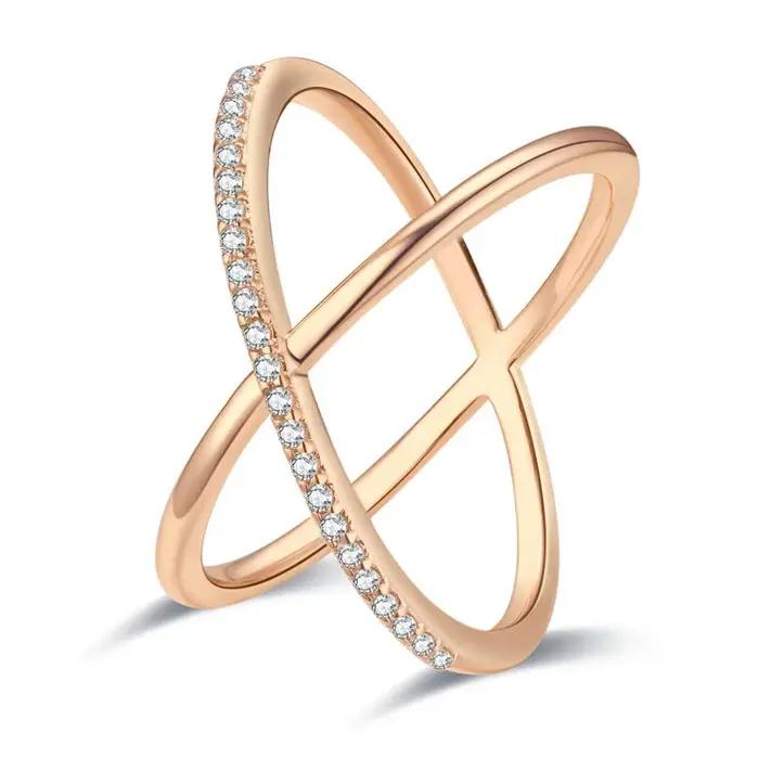 SYOUJYO – bagues de couleur or Rose avec croix géométrique Simple, pour femmes, en Zircon naturel, Micro-cire, Vintage, bijoux fins de luxe, cadeau, 585
