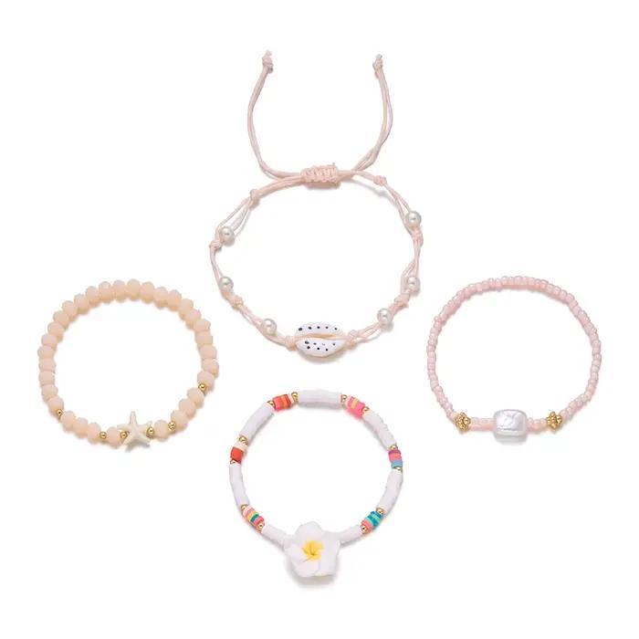 Ensemble de bracelets pour femmes avec perles Heishi en forme de fleur