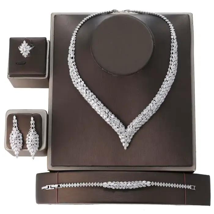 HADIYANA-Ensemble de Bijoux Luxueux pour Femme, Robe Élégante, Accessoires de Patients de Luxe, Orne