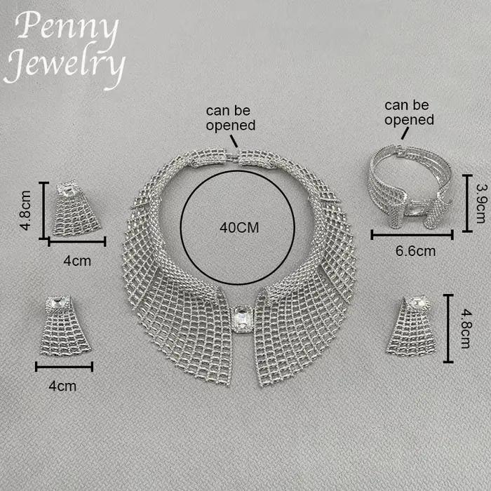 Parure de bijoux originaux en strass pour femme, collier exagéré en zircone, boucles d'oreilles, bracelet, bague, cadeaux pour mariage et fête