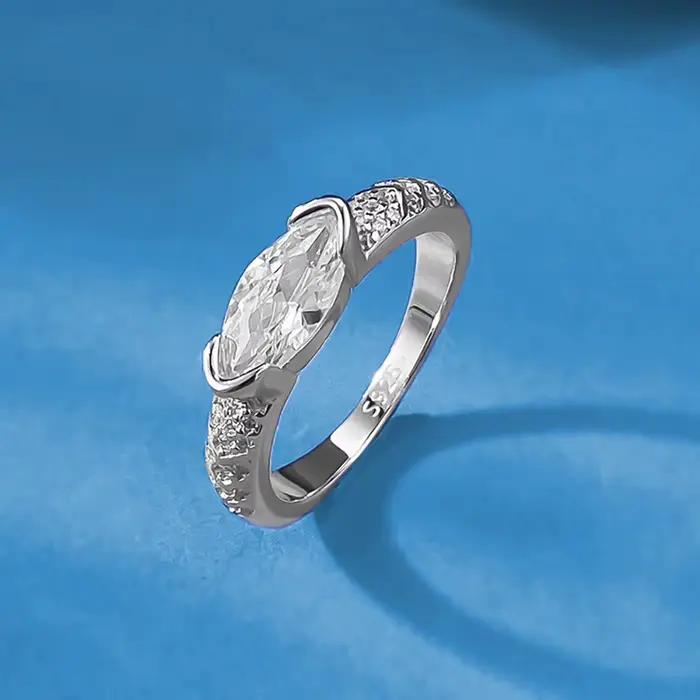 925 argent Sterling 1ct Marquise Moissanite bague bleu vert oeil d'horus gardien Couple unisexe bijoux pour hommes