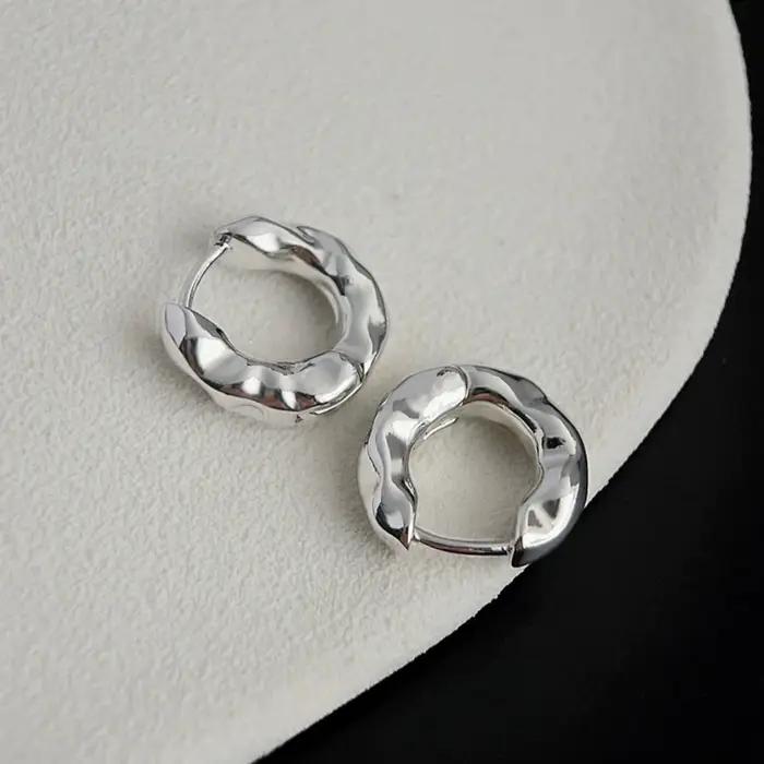 Boucles d'oreilles créoles circulaires en acier inoxydable couleur or pour femme