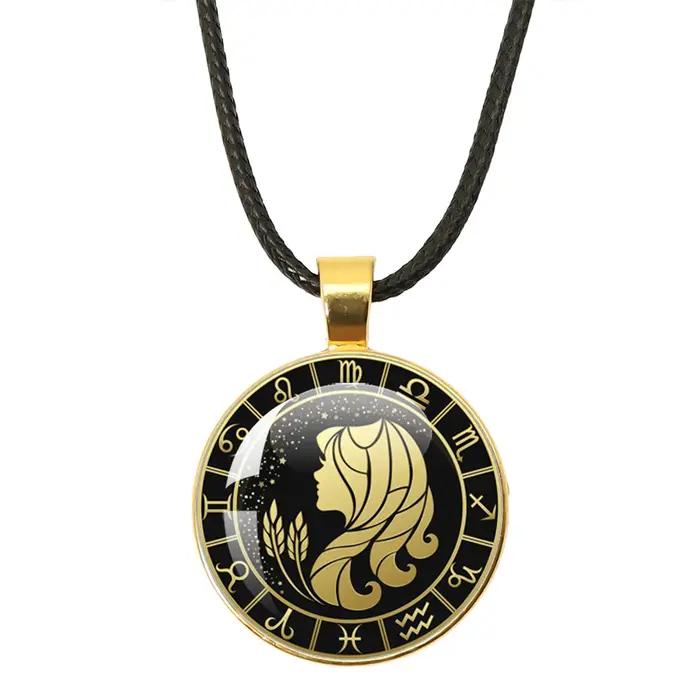 Collier des douze constellations avec pendentif en verre ajustable pour homme et femme occasions spéciales anniversaire mariage fête