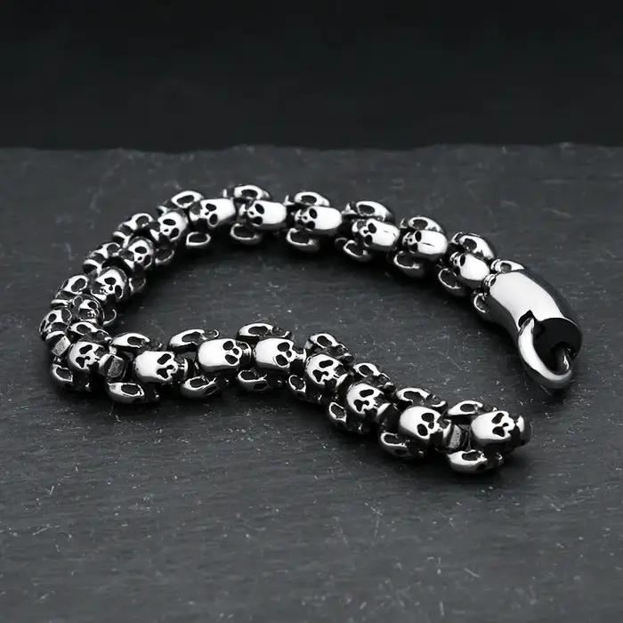 Bracelet tête de mort gothique vintage pour homme