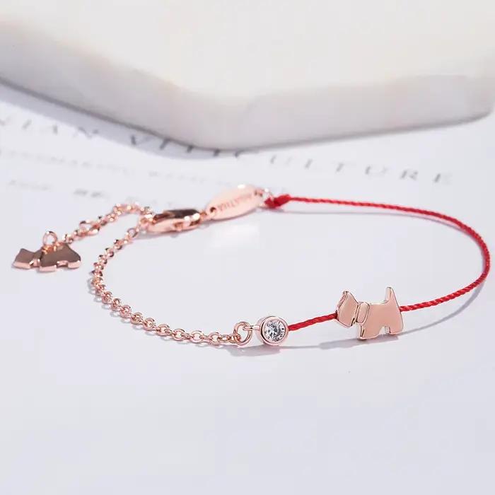 Buyee 925 Bracelet chien en argent Sterling exquis cochon corde rouge