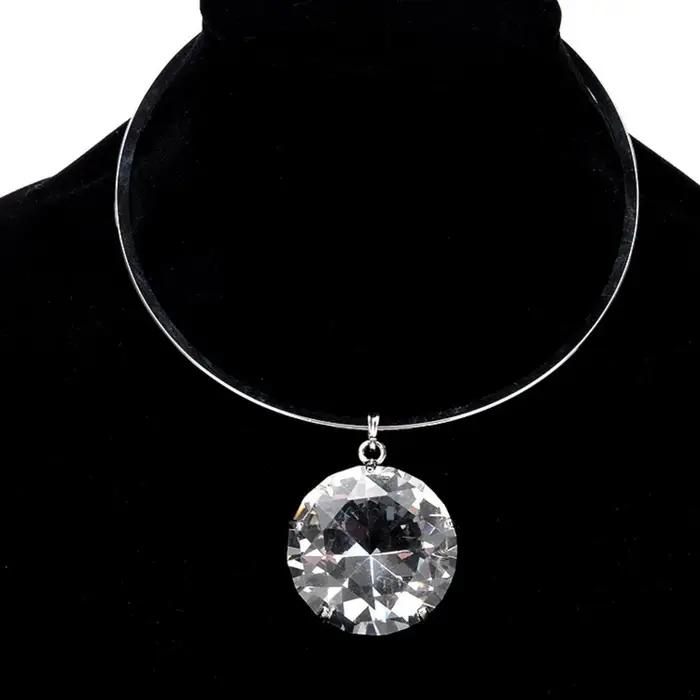 Déclaration grand pendentif rond couples tour de cou pour les femmes en gros exagéré strass collier
