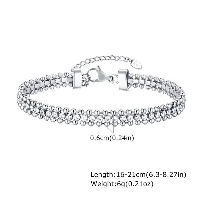 Bracelet de tennis pour femme, chaîne en zircone cubique réglable, bracelet en acier inoxydable, cad