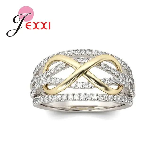 Bague d'amour infini en argent sterling 925 avec zircon cubique brillant