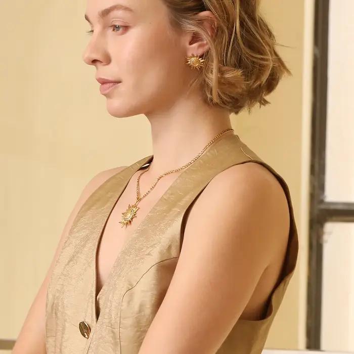 E.B.belle – boucles d'oreilles soleil en acier inoxydable