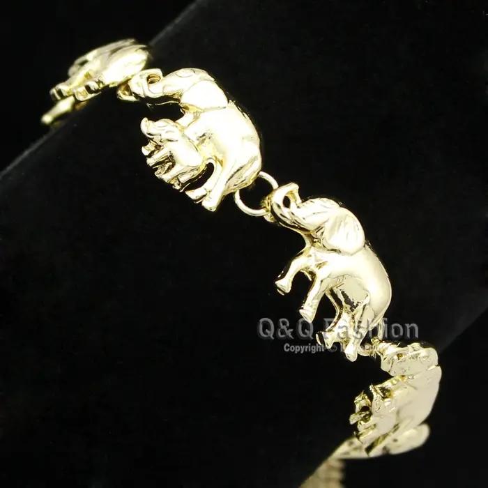 Bracelet pendentif éléphant plaqué argent pour femme et homme