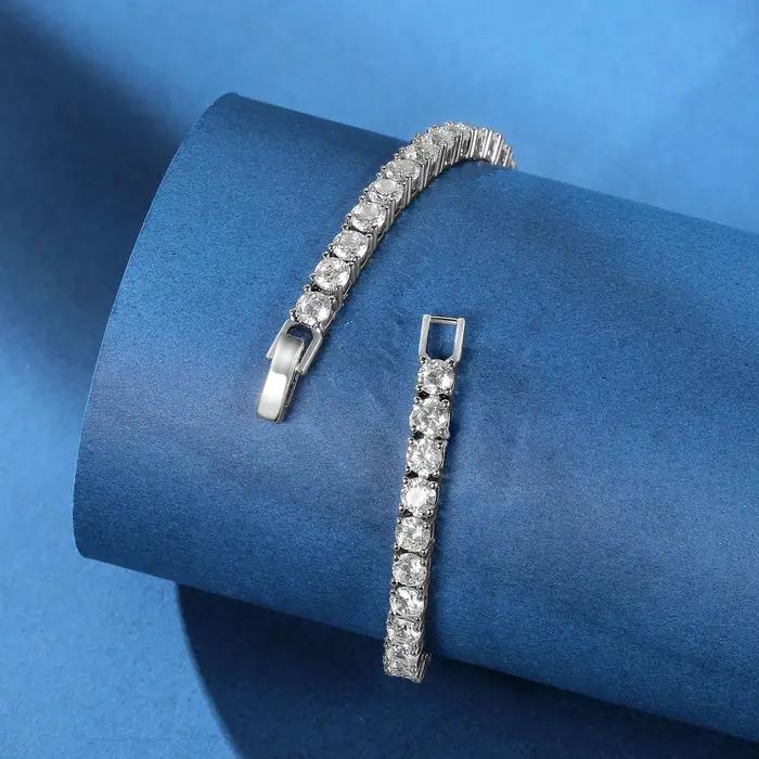 Bracelet de tennis en argent sterling 925 sertie de zirconium blanc élégant pour femme style sportif occasions spéciales