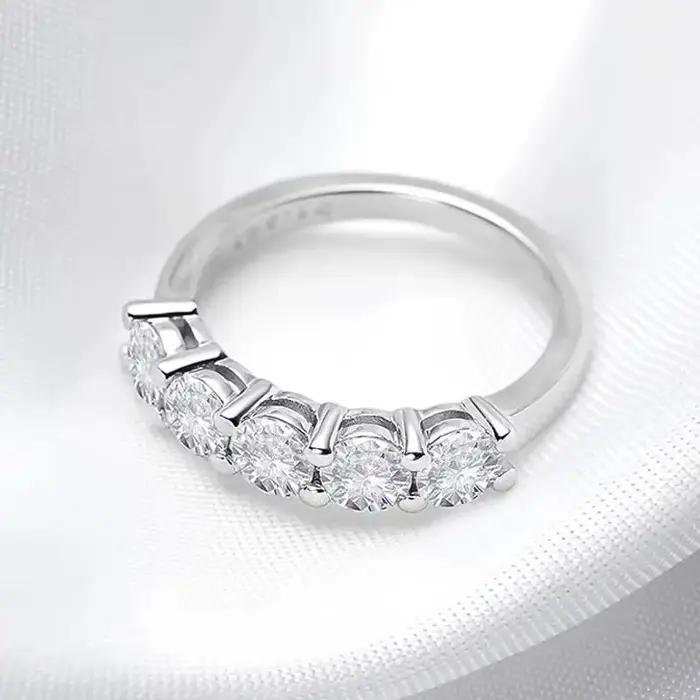 Bague en or blanc et argent regardé S925 pour femme, document D, 3mm, Moissanite, pierre 1,5 ct assortie, diamant, alliance, mariée, GRA