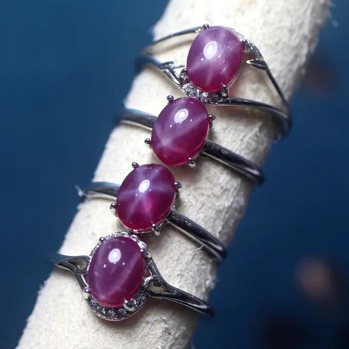 Bague réglable en rubis de laboratoire Meihan pour femme