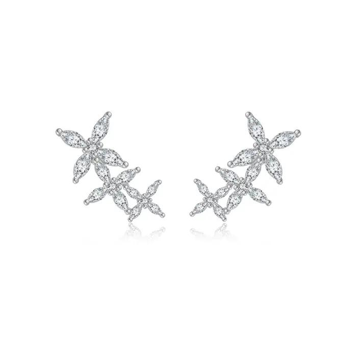 ANDYWEN femmes 925 argent plaqué or fleur CZ Zircon boucles d'oreilles collier de luxe chaîne Fine ensemble de bijoux cadeau de fête de mariage
