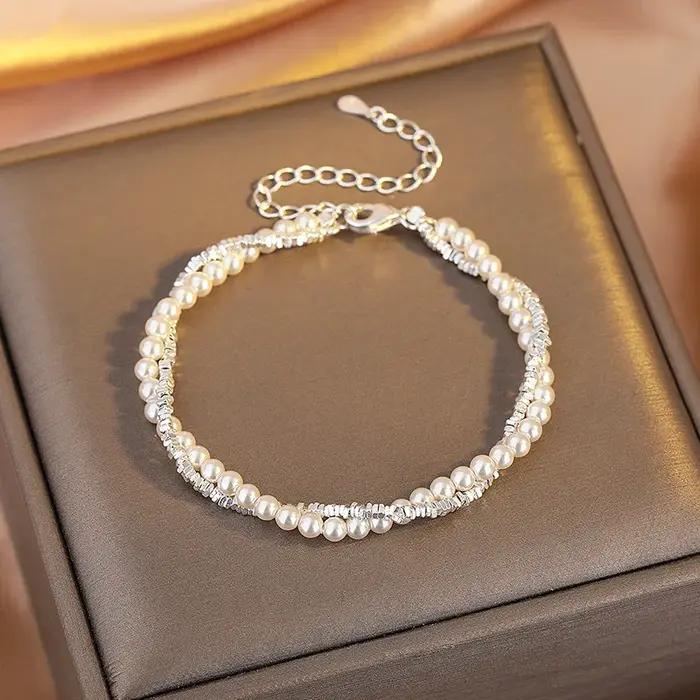 Bracelet Chaîne Ovale Élégant en Perles Simulées Pour Femmes Occasions Spéciales Unisexes Tendance