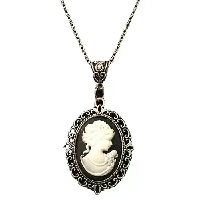 Collier Beauty Cameo bijou gothique vintage victorien sculpté avec charme beauté pour femmes et filles occasions spéciales