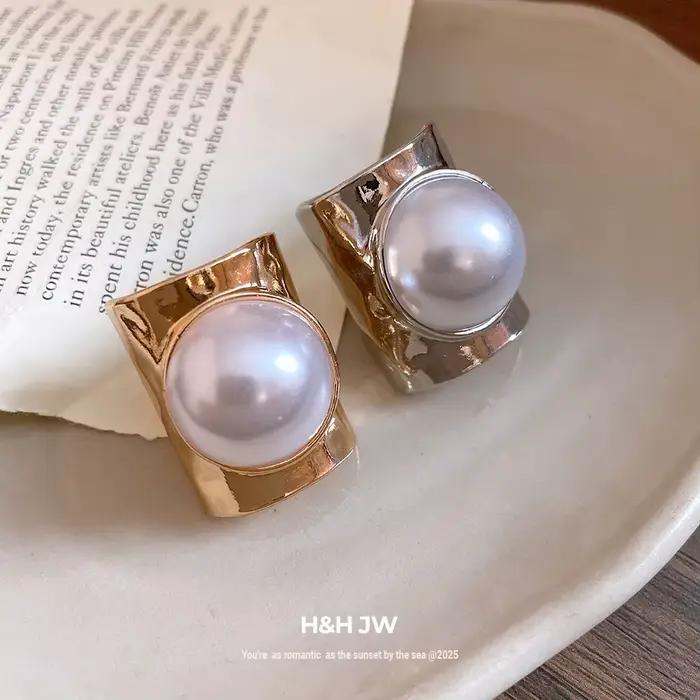 Bague réglable en perle ronde, bijoux de luxe minimalistes pour les doigts