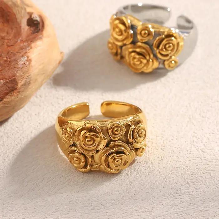 E.B.belle – bague ouverte en acier inoxydable plaqué or 18 carats