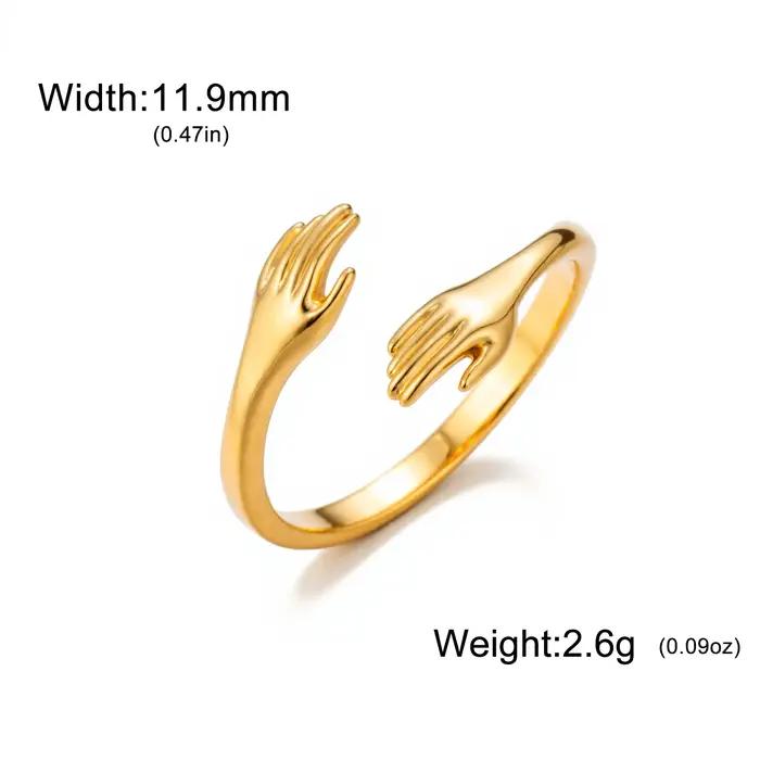 Amaxer – anneau de main de câlin aimant, Double main, ouvert, réglable, unisexe, bijoux pour l'amitié, les Couples d'amour