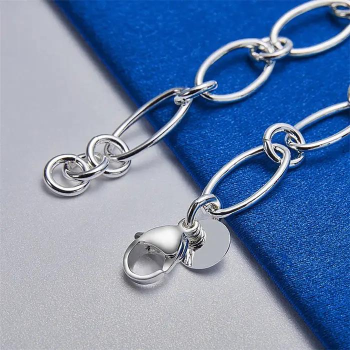 Bracelet trèfle exquis en argent sterling 925 de 8 pouces pour les fêtes féminines