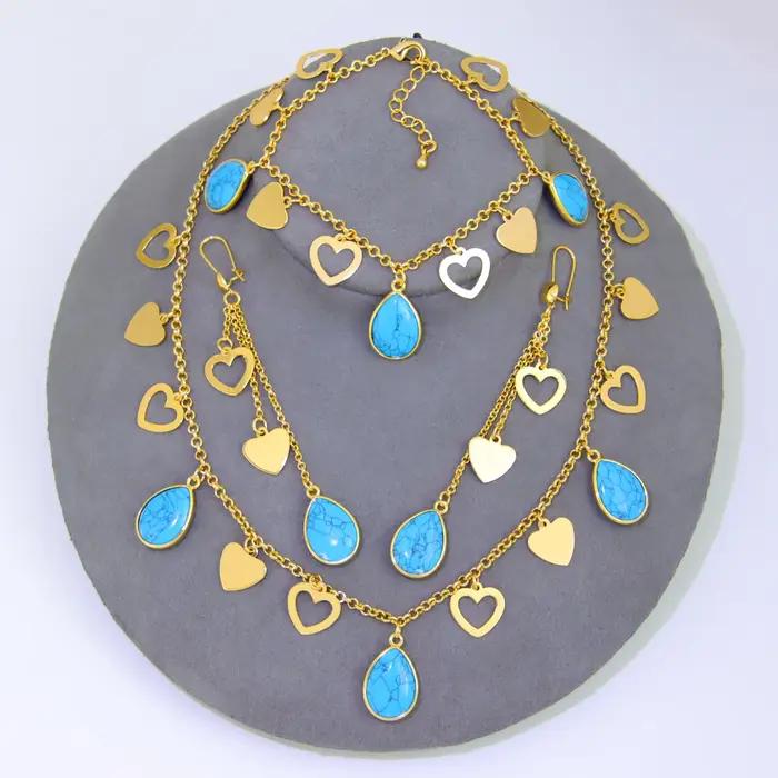 Ensemble de colliers à breloques Turquoise éthiopienne