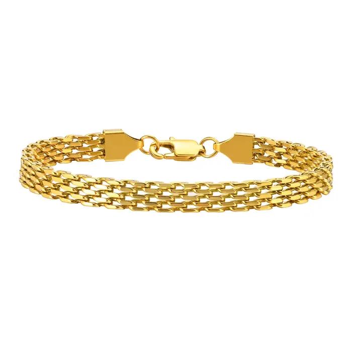 Bracelet en acier inoxydable serti de maille plaquée or ou argent pour homme et femme occasions spéciales cadeau anniversaire engagement mariage