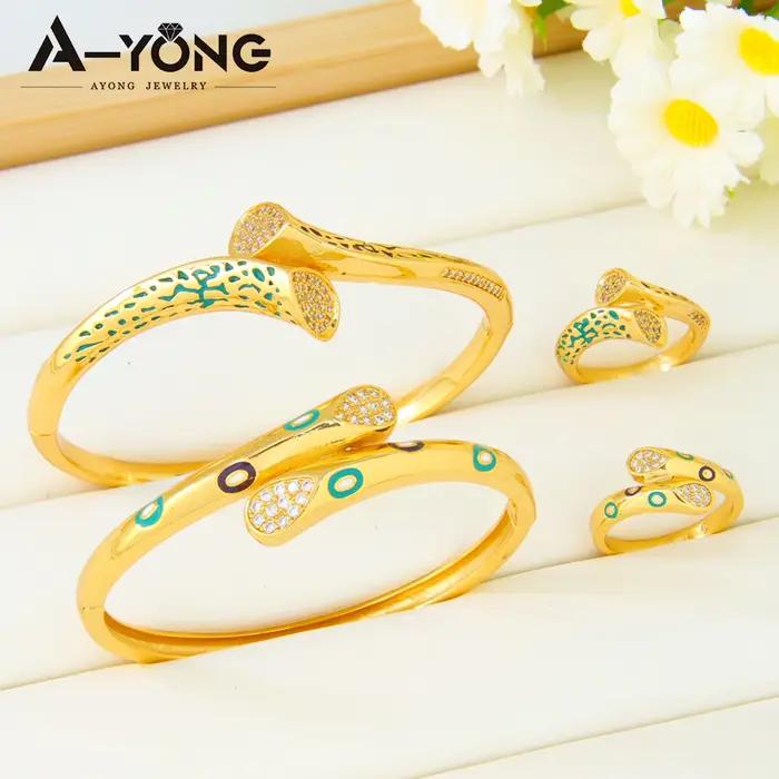 Ensemble de bracelets plaqués or saoudien de luxe pour femmes