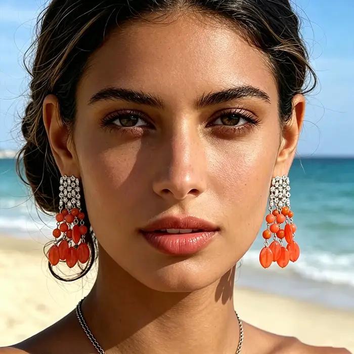 Boucles d'oreilles à pampilles en résine ZAA pour femmes