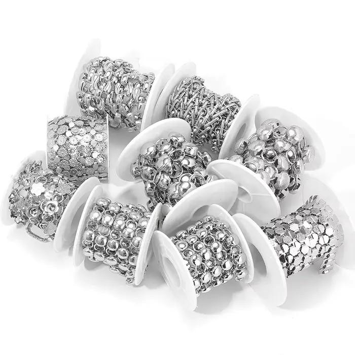 Chaînes combinées en acier inoxydable de 1 mètre, chaînes Punk Hip Hop, bricolage de bijoux faits à la main, fabrication de vêtements, fournitures de colliers et de bracelets pour hommes
