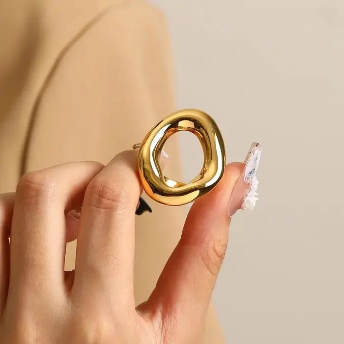 Bague ovale surdimensionnée en acier inoxydable 316L pour femmes