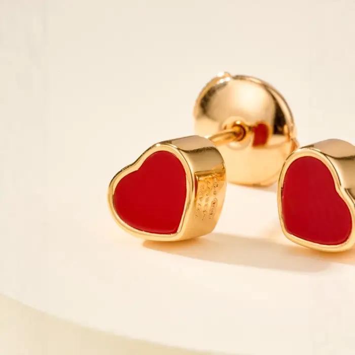 Boucles d'oreilles élégantes en forme de cœur en or Rose pour femmes