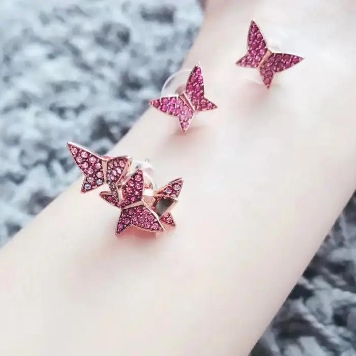 Bijoux Papillon Tendance Multicolores Ensemble de Bagues Bracelets Boucles d'Oreilles Cristaux Luxe pour Femmes Occasions Spéciales