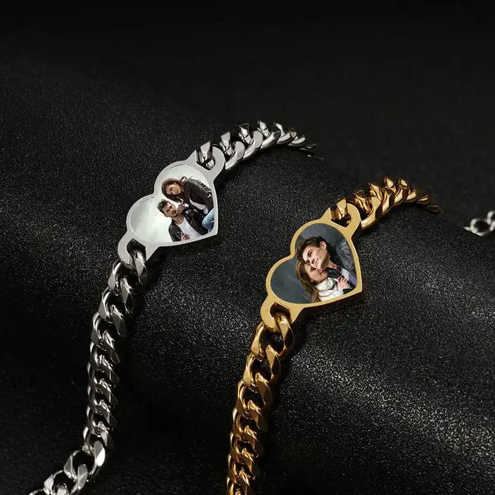 Bracelet personnalisable avec photo de cœur - Chaîne