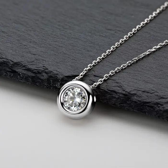 BAMOER 1CT lunette Moissanite pendentif collier couleur D VVS1 laboratoire diamant pour les femmes 925 en argent Sterling mariage minimaliste bijoux