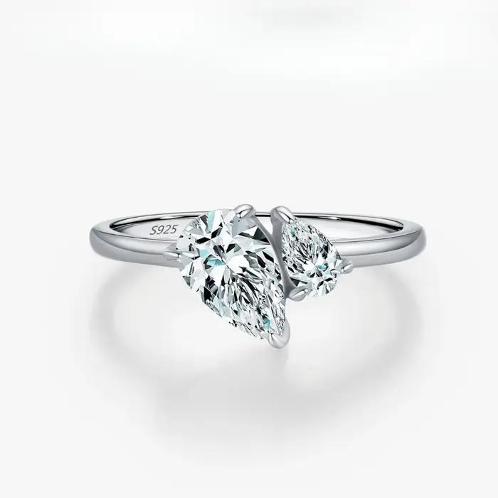 Bague en argent sterling 925 sertie de zirconium blanc élégante pour occasions spéciales femmes cadeau de prestige pour fiançailles mariage anniversaire