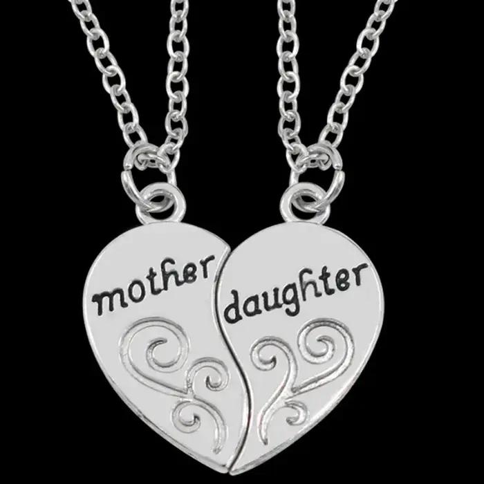 Collier Plaqué Argent Antique, Bijoux de Style Parent et Enfant, à la Mode, Belle Fille, Mère, Amour