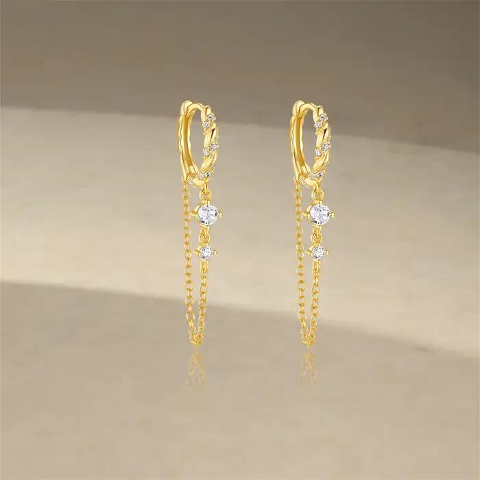 Aide-Boucles d'oreilles rondes en argent regardé 925 pour femme
