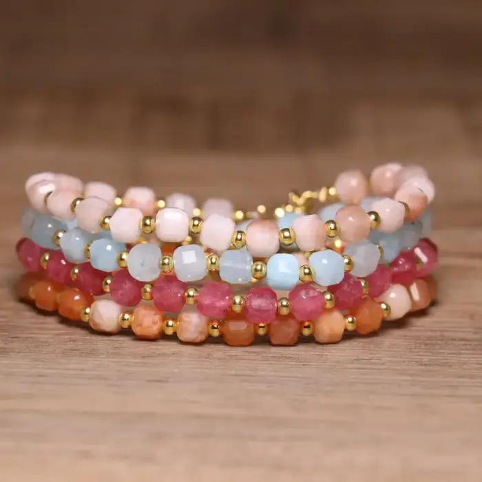 Bracelet de perles de pierres précieuses naturelles pour femmes