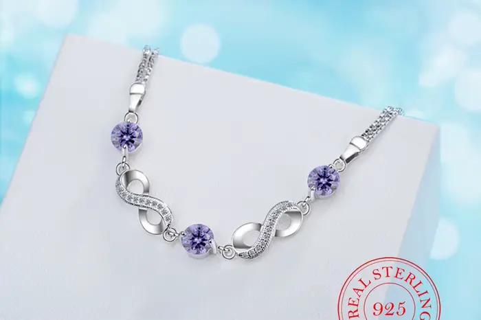 Authentique 925 en argent Sterling sans fin amour infini chaîne lien réglable femmes Bracelet de luxe