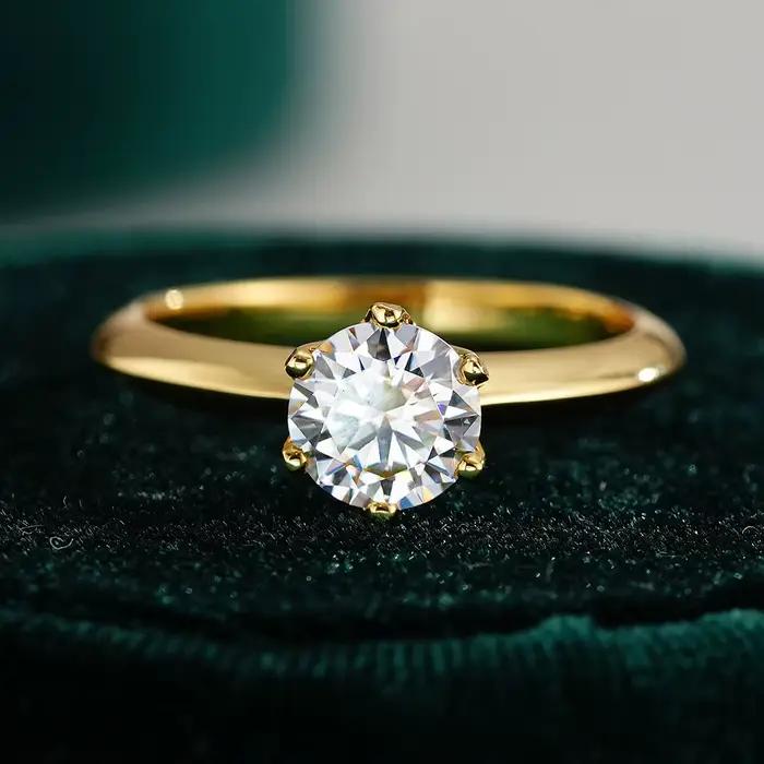 Bagues de luxe en moissanite radiante de 1 à 2 carats pour femme