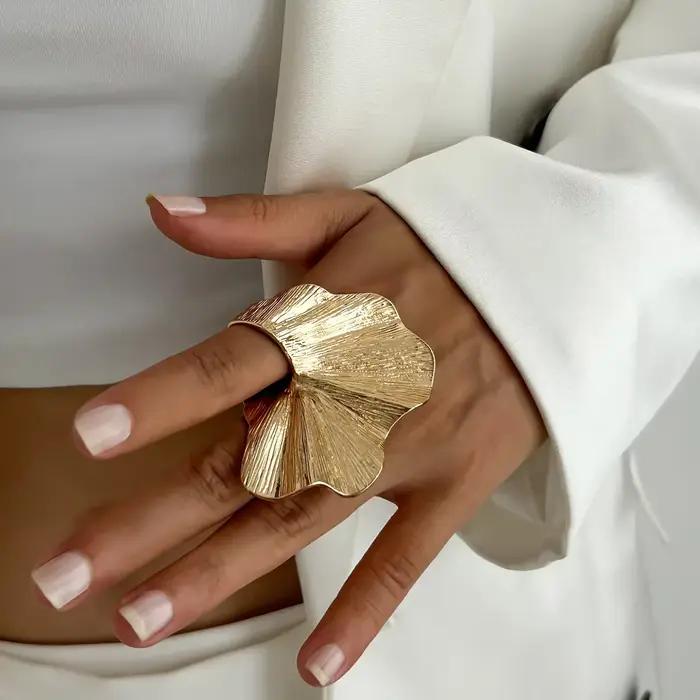 Ginkgo-Bague Plissée en Métal Classique pour Femme et Homme