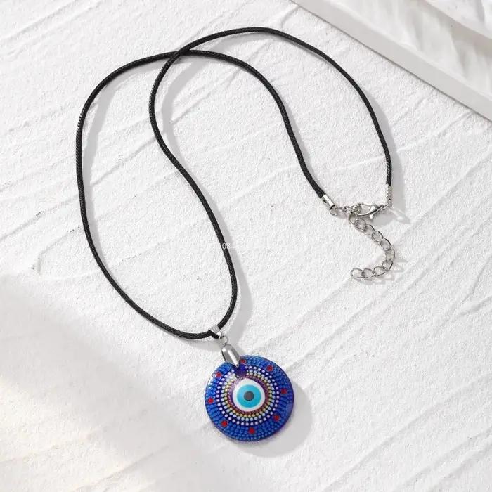 Collier ULBoho Flower Blue Evil Eyes pour hommes et femmes