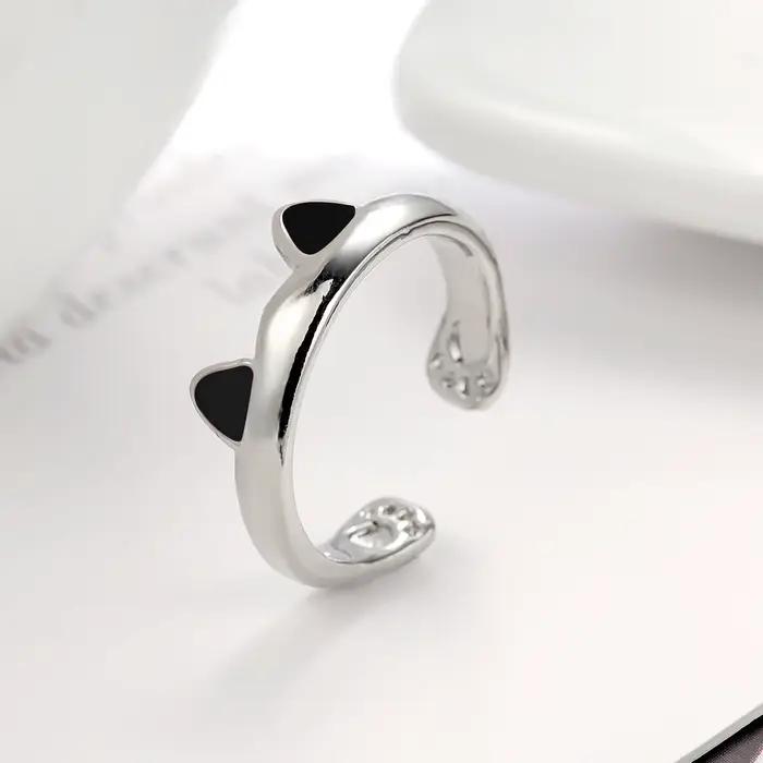 Bague rose mignonne en forme d'oreille de chat pour femmes