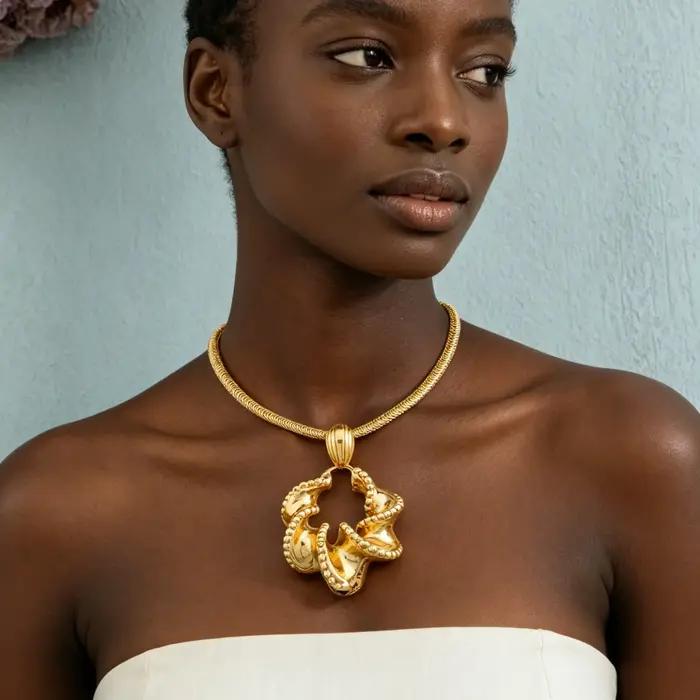 Ensemble de bijoux africains plaqués or 18 carats pour femmes