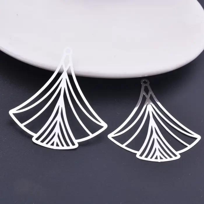 6 pièces 40*44mm couleur or clair breloques argent plaqué mince breloque boucle d'oreille en laiton pendentif bijoux