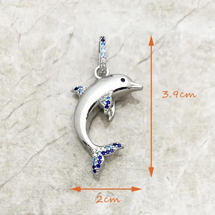 Pendentif dauphin bleu marque en argent Sterling 925
