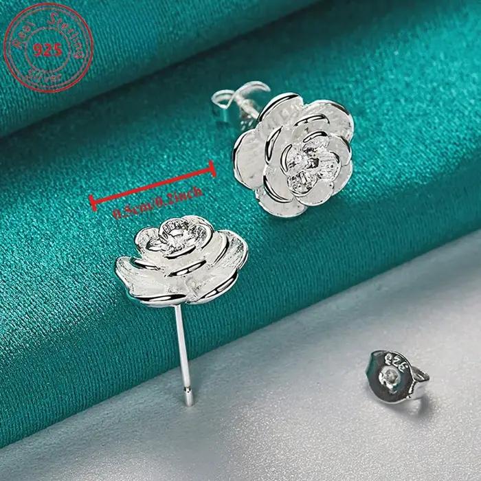 Boucles d'oreilles luxueuses en argent sterling 925 avec motifs floraux exquis pour femmes pour occasions spéciales et fêtes