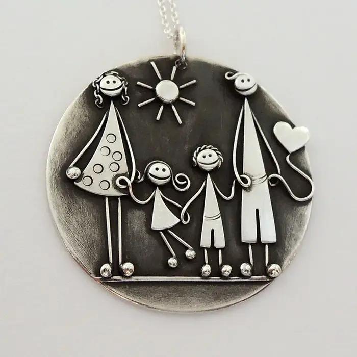 Collier pendentif Vintage plaqué argent