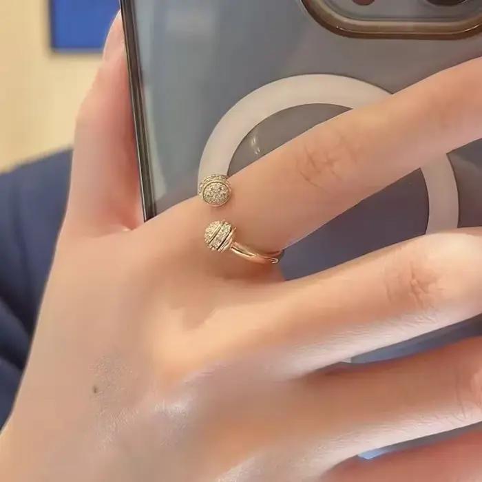 Bague Rotative en Argent 925 Plaquée Or avec Agate Naturelle pour Fiançailles Mariage Soirées Élégantes Occasions Spéciales