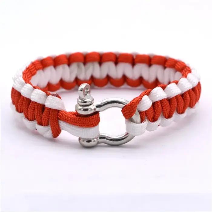 Bracelets de parachute de survie en acier inoxydable pour homme